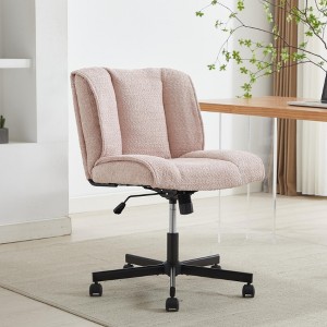 ALEXOUN Armless Desk Chairs with Wheels,Adjustable High,Comfy Cross Legged Swivel Vanity Chair with Back,Cute Home Chair,for Office,Vanity Desk - 1 of 4