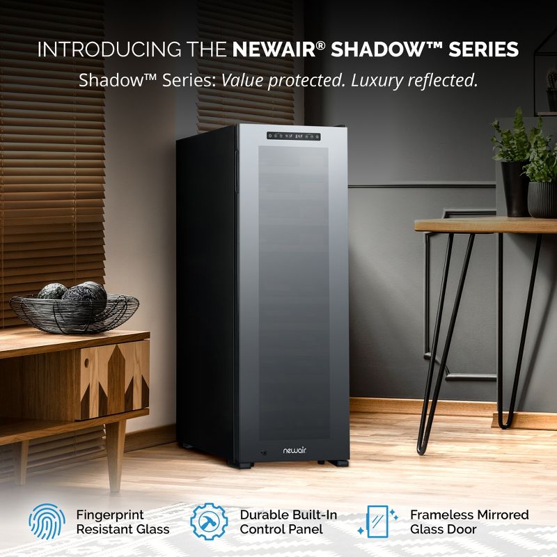 Newair Shadow Series Wine Cooler Refrigerator 56 Bottles Dual Temperature Zones, Freestanding Mirrored Wine and Beverage Fridge, 2 of 16