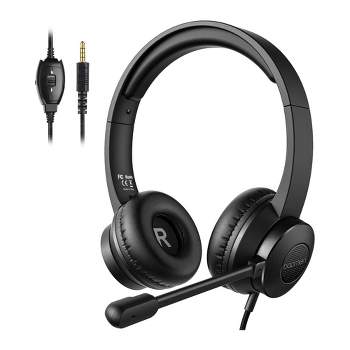 S100 Gaming Headphone w/ Adjustable Boom Microphone and In Line Volume Control Computer PC Headset for Home, School, Office, & Call Center Use, Black