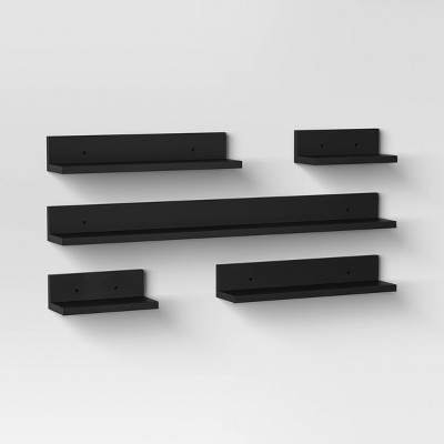 5pk Wall Shelf Picture Ledge Black - Room Essentials™