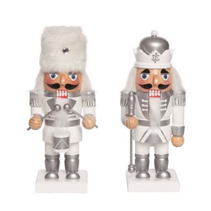 Transpac Wooden 9” Silver Nutcracker Set of 2 Christmas Home Decorations - 1 of 1