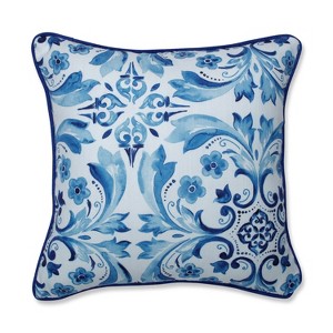 Fresco Delft Mini Square Throw Pillow Blue - Pillow Perfect, White Blue