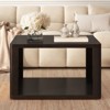 TiramisuBest 30.8" Square Coffee Table, Farmhouse Dark Brown 2-Tier Center Table with Storage Compartment - 2 of 4