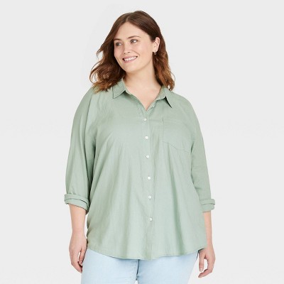 plus size linen button down shirt