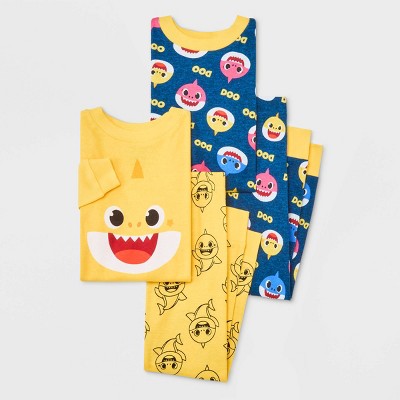 Toddler Boys' 4pc Baby Shark Snug Fit Pajama Set - Yellow