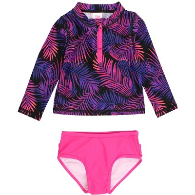 RuffleButts Scalloped Long Sleeve Rash Guard 2-Piece | Cottage Tea Time