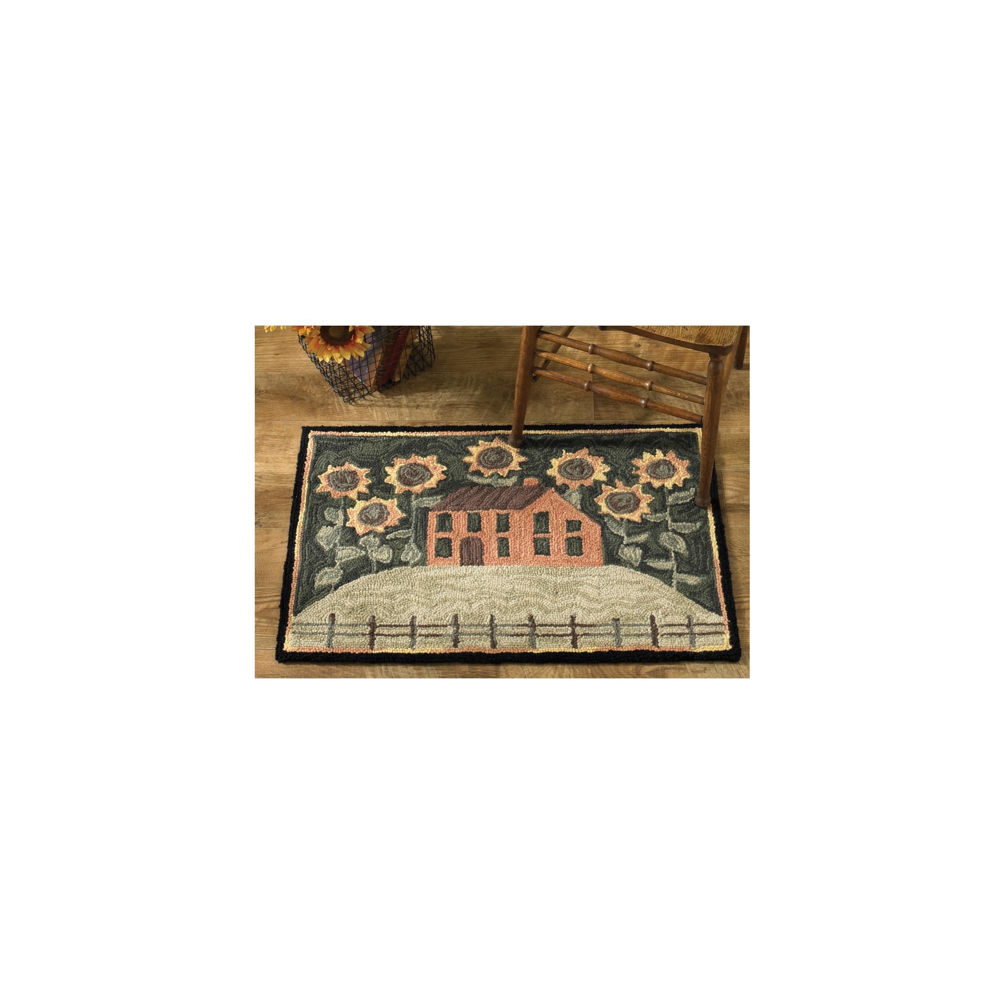 Park Designs House and Sunflowers Hooked Rug