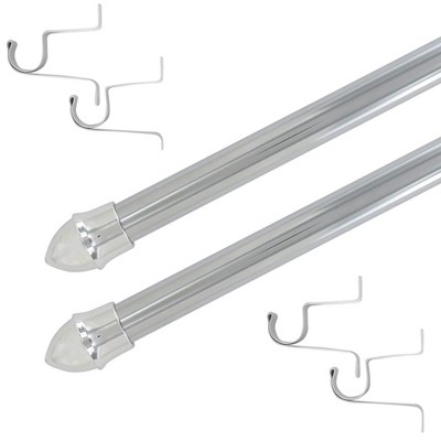 Evideco French Home Goods Adjustable Café Curtain Rod Set – Available in 19"-29" or 29"-49" – Extendable Design with Matching Brackets, Small Windows