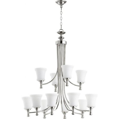 Quorum Lighting Rossington 12-Light Chandelier, Polished Nickel, 35.25W, 37H