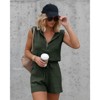 Imily Bela Women's Casual Sleeveless Short Rompers Summer Half Zip Lapel Collar Drawstring Knit One Piece Jumpsuit with Pockets - 2 of 4