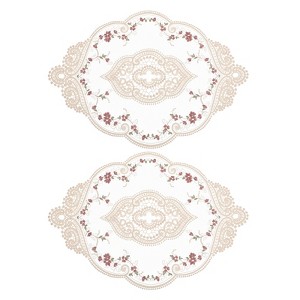 Unique Bargains Polyester Flexible Embroidery Vintage Pattern Washable Table Place Mats 2 Pcs - 1 of 4