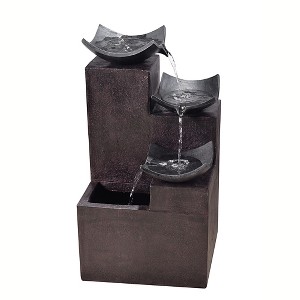 Teamson Home Outdoor Modern Stone-Look 4-Tier Floor Fountain, Brown - 1 of 4