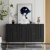 Versatile Black Lacquered 4-Door Wooden Cabinet - Sideboard Buffet Server for Living Room, Entryway, Hallway, Office, Kitchen and Dining Room - 2 of 4