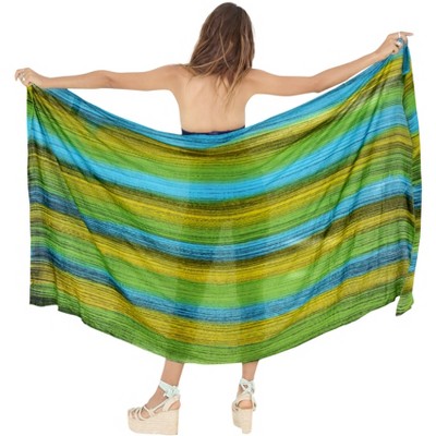 LA LEELA Women's Summer Beach Wrap Bikini Wraps Sarong Coverup Skirt Bathing suit Swimwear Swimsuit Coverup for Women One Size Yellow, Tie Dye Design