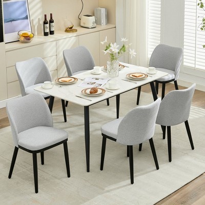 Upholstered Dining Chairs Set, Fabric Side Chairs with Padded Seat and Wooden Legs, Modern Chairs for Dining Room, Kitchen, Living Room