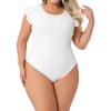 Agnes Orinda Women's Plus Size Ribbed Ruffle Sleeve Stretchy Bodysuit - 2 of 4