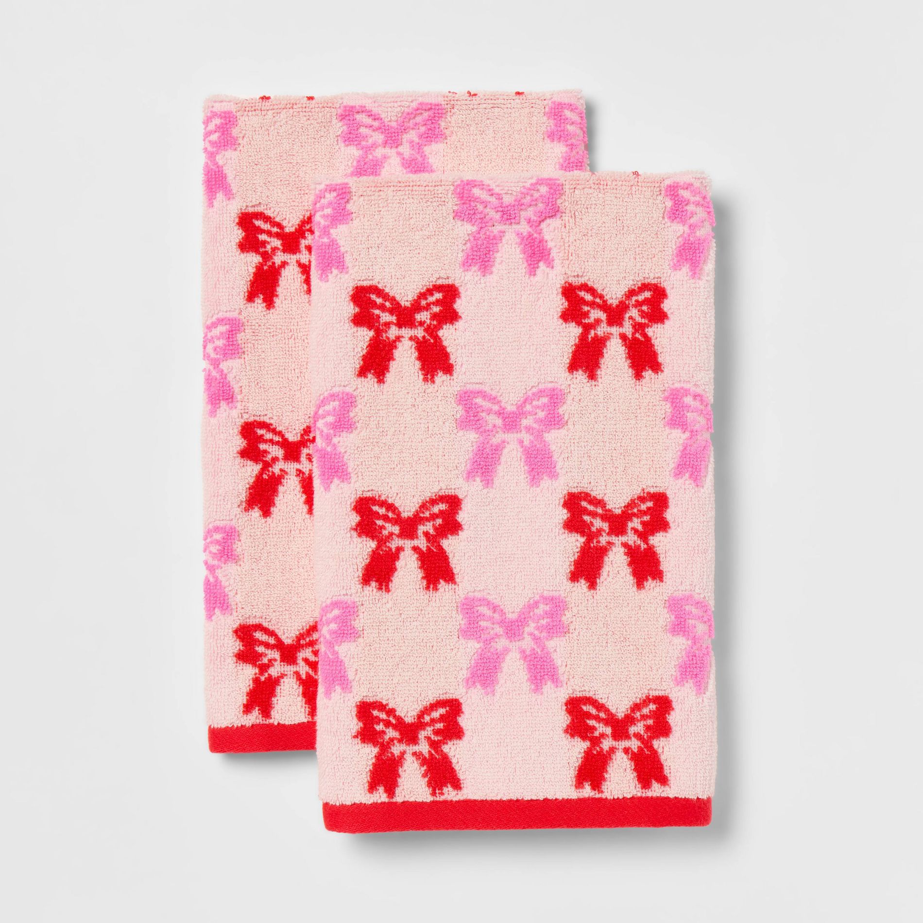 2pk Valentine's Day Bows Hand Towel Set - Room Essentials™