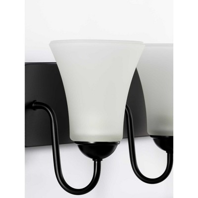 Classic Black 4-Light Bath Vanity with Etched Glass Shades