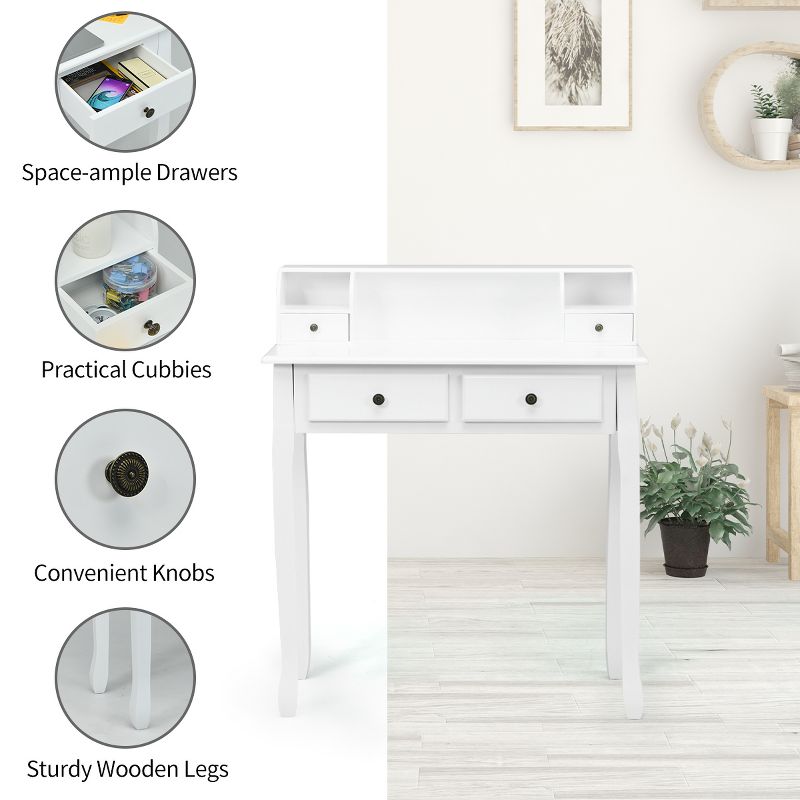 Tangkula Writing Desk W/ Drawer Detachable Floating Organizer Computer Table White, 5 of 10