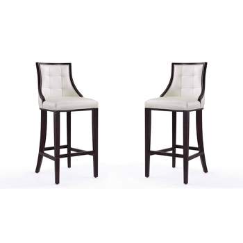Set of 2 Fifth Avenue Upholstered Beech Wood Faux Leather Barstools - Manhattan Comfort