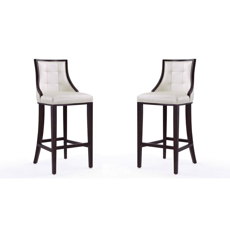 Set of 2 Fifth Avenue Upholstered Beech Wood Faux Leather Barstools - Manhattan Comfort, 1 of 11