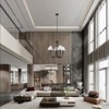 PAKOKULA 4-Light Matte Black Sputnik Chandelier with White Fabric Shade for Living Room Bedroom - 3 of 4