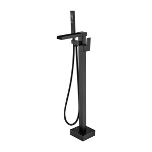 Cobbe Single Handle Floor Standing Tub Faucet Set, Freestanding Tub Filler with Handheld Shower, Tub Spout and 59-Inch Hose, Matte Black - 1 of 4