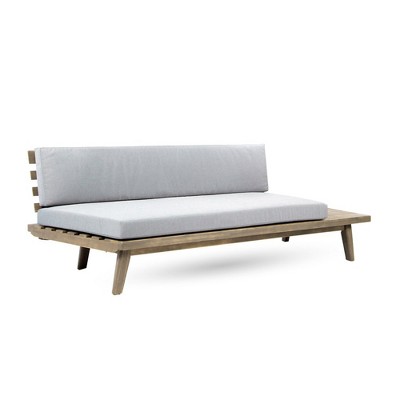 Modern 2 Seat Sofa Bench Chair, Indoor Outdoor Acacia Wood Loveseat Sofa Chair With Water-resistant Cushions