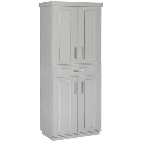 HOMCOM 72 Kitchen Pantry, Tall Storage Cabinet, Freestanding Cupboard with  Drawer, Doors and Adjustable Shelves, Gray 