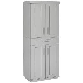 HOMCOM Modern Kitchen Pantry Freestanding Cabinet Cupboard with Doors and Drawer, Adjustable Shelving