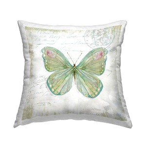 Stupell Industries Antique Butterfly Insect Charming Vintage Postal Scripture Printed Pillow, 18 x 18 - 1 of 3