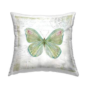 Stupell Industries Antique Butterfly Insect Charming Vintage Postal Scripture Printed Pillow, 18 x 18