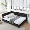 VYNXARIA Stylish Full Size Tufted Bed in Black Velvet: Comfortable Backrest, Armrests, Perfect for Bedroom and Living Room - 2 of 4
