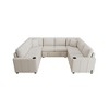 Chenille Upholstered U-Shaped Sectional Sofa, Convertible Pull-Out Sofa Bed with USB Ports & Cup Holders for Living Room - ModernLuxe - 4 of 4