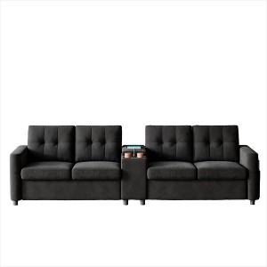 115" Sectional Sofa with Center Console, Cup Holders, Tufted Cushions & Storage Pocket, Spacious 4-Seater Couch for Apartment, Lounge - 1 of 4