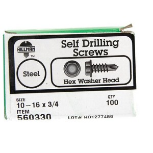 Hillman No. 10-16 X 3/4 in. L Hex Washer Head Self- Drilling Screws 100 pk - 1 of 1