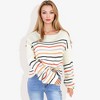 Anna-Kaci Women's Long Sleeve Striped Knit Sweater with Boat Neckline - 3 of 4