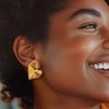 Ross-Simons Italian 18kt Gold Over Sterling Brushed and Polished Heart Earrings - 2 of 4