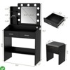 Makeup Vanity Desk w/Mirror and Lights Wood Vanity Table w/ Drawers Open Shelves Charging Station - 4 of 4