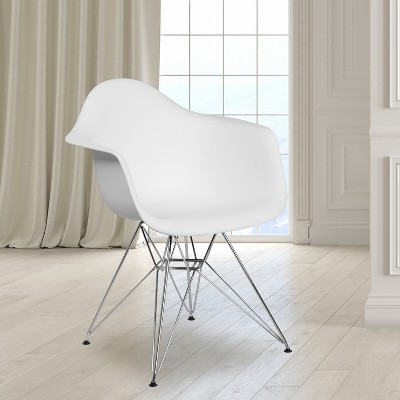 Alonza White Polypropylene Chair with Chrome Geometric Base