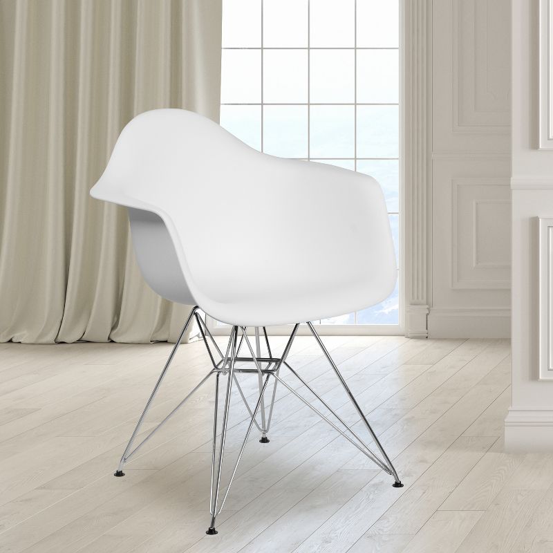 Emma and Oliver Plastic Accent Dining Chair with Arms and Chrome Base, 3 of 13