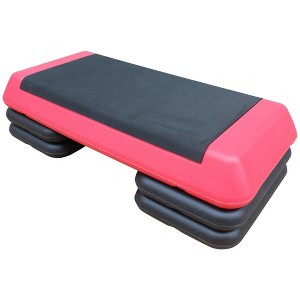 NAYSAYE Aerobic Step Platform with Adjustable Risers for Home Gym Fitness and Exercise Workouts, Black and Red, 30.9"*14.96"*6.49" - 1 of 4