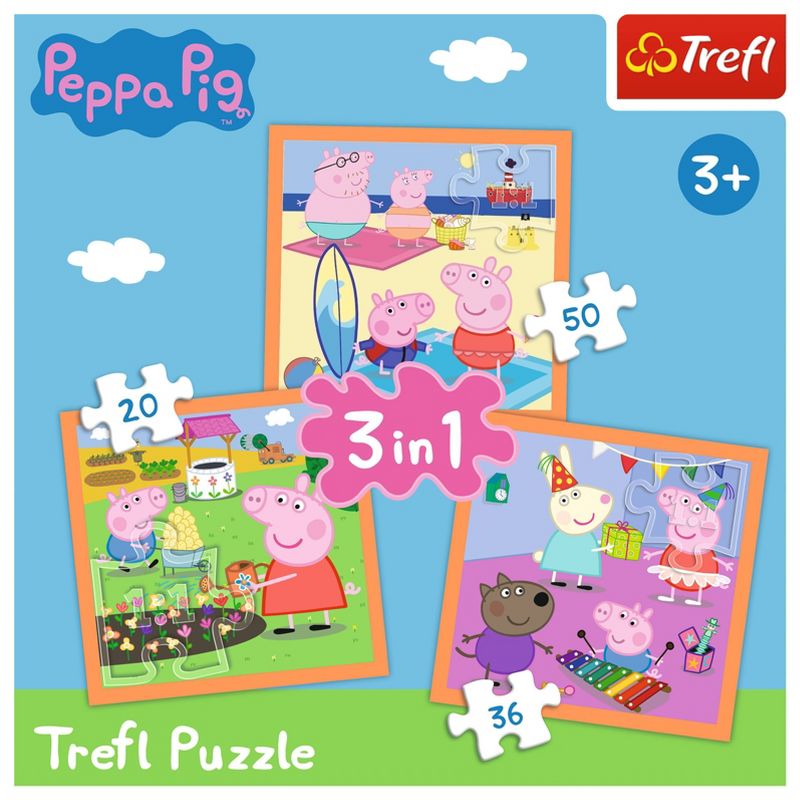Trefl PeppaPig 3 in 1 Jigsaw Puzzle - 106pc: Family Activity, Creative Play, Educational, Animal Theme, 1 of 6