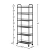 NAYSAYE 6 Tier Dolly Slim Rolling Storage Cart Metal Organizer Shelf for Narrow Spaces in Kitchen Bathroom and Laundry, Black, 22.83"*10.04"*61.22" - 3 of 4