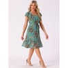 Allegra K Women's Floral Chiffon Flutter Sleeve Belted Square Neck Ruffled Hem Dress - 2 of 4