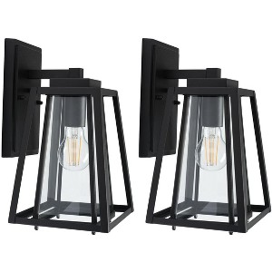 Rydler 7.48" Outdoor Sconce (Set of 2) - PLT7030 - Black - Safavieh - 1 of 4