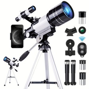150X70 Astronomical Telescope, Aperture Telescope For Adults High Power,Portable Monocular Telescope With Tripod Phone Holder,White - 1 of 4