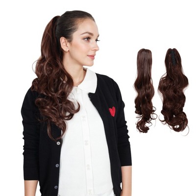 Alilang Claw Clip Ponytail Extensions for Women 23 Inch Long Wavy Fluffy Synthetic Ponytail Hairpiece