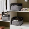 Aoibox Fabric Storage Baskets Collapsible Organizing Bins with Rope Handles Medium 14x10x7 Inch Black Grey 3 Pack - 2 of 4