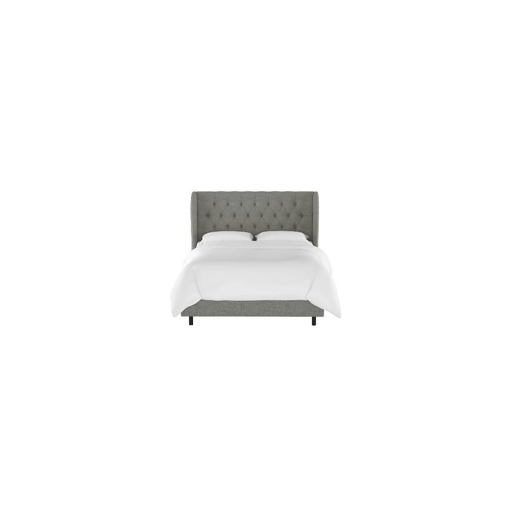 Photos - Bed Skyline Furniture King Tufted Wingback  Charcoal Linen